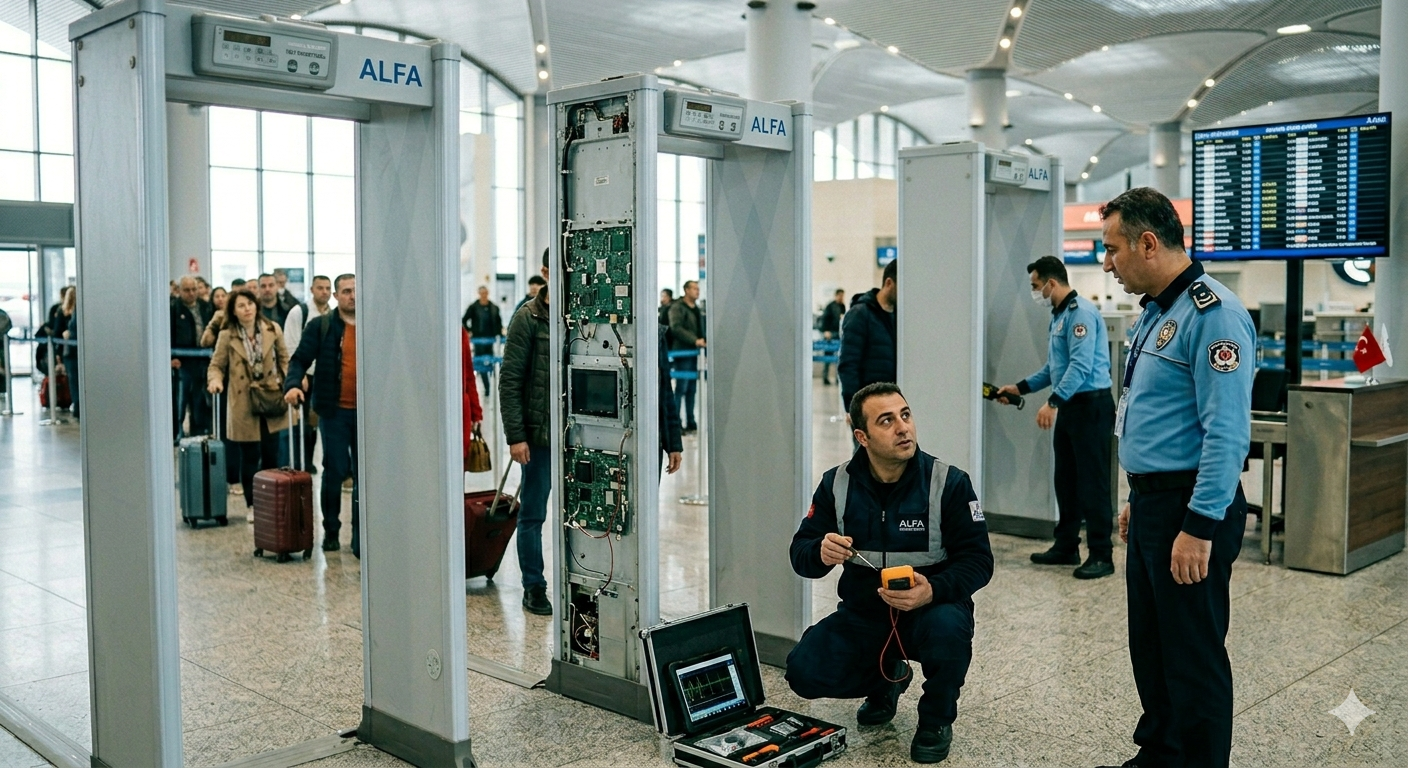Kapı tipi metal dedektörlerin kalibrasyon, test ve kalite kontrol süreçleri ile güvenli çalışma sağlanması